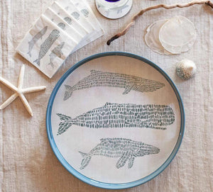Whales 15" Round Tray